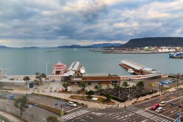 View of Takamatsu Harbor from hotel room