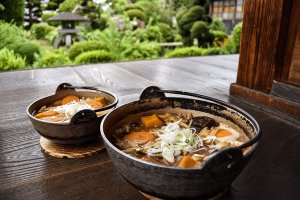 Warm bowls of hoto soup, a regional specialty