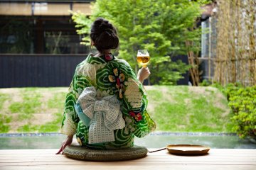 Kishi-ke’s back deck overlooking the Japanese garden