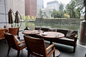 Dining that overlooks the Imperial Palace's moat
