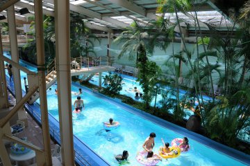 Within the water park, a 'lazy river'.