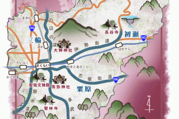 Area map surrounding Sakurai station
