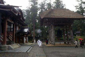 At the end of the hour or so trek is Sanshingassaiden, the spiritual center of shrine buildings that celebrate the gods of the three sacred peaks of Dewa-sanzen.