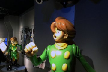 Cyborg009 characters welcome visitors to the manga museum.