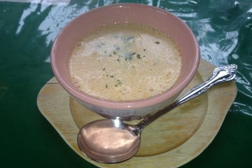 <p>Today&#39;s Soup during my recent visit was potato cream tomato soup</p>