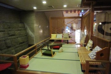 Relaxing area inside onsen