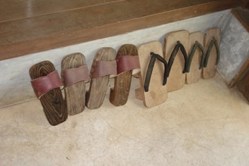 Geta (Japanese wooden sandal) outside a house
