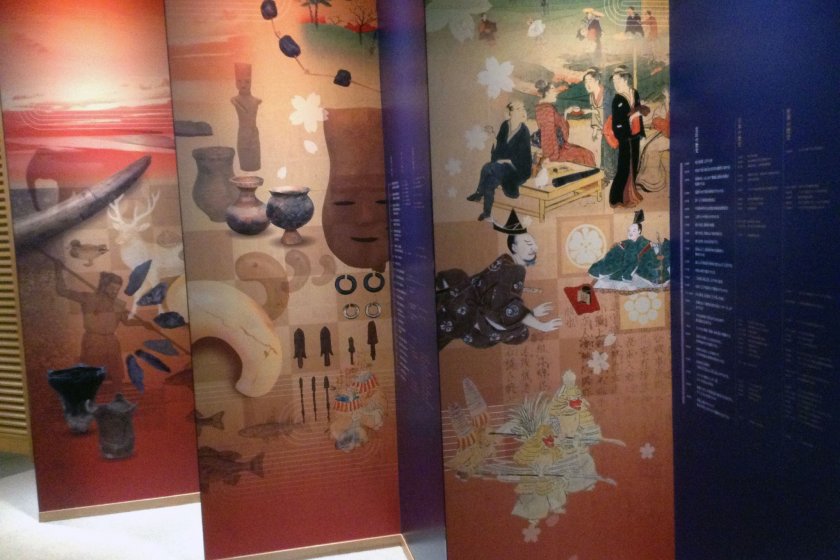 Images of old Japan tease you on your way to the exhibits at the Kita City Asukayama Museum.