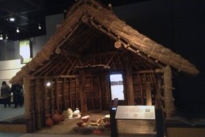 A Yayoi period dwelling. A fire inside the house was used for heat and for cooking.