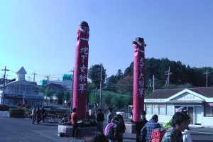 Jangseung near Koma Station. These structures show the area&#39;s connection with the Korean kingdom of Goguryeo, and protect people from demons.