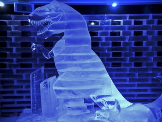 Ice sculptures.&nbsp;This ice dinosaur was taller than me.