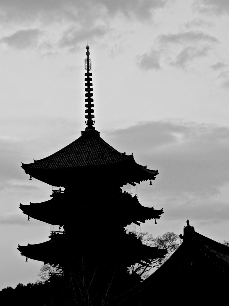 To-ji Temple and its dark pagoda dominate the surrounding skyline