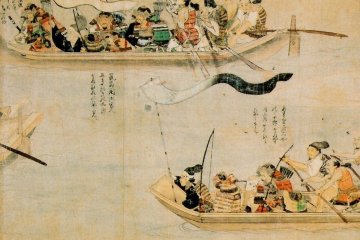 <p>ภาพวาดยุทธนาวีที่อ่าวฮากาตะ ซามูไรใช้เรือและแพเท่าที่จะหาได้ ออกไปปะทะกับกองทัพเรือมองโกล</p>