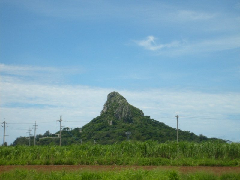 <p>Seen from a distance, Mount Gusuku&nbsp;stands out</p>