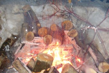 <p>A fire built to keep everyone warm.</p>